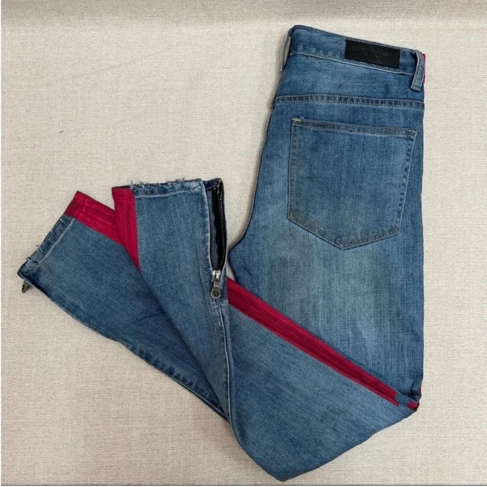 Homme + Femme Distressed Lettering in Paint Jeans